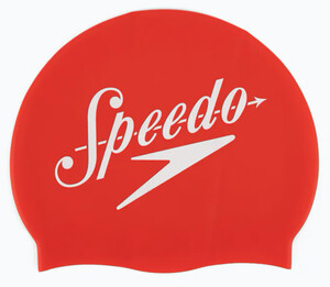 Фото - Стильная унисекс шапочка для бассейна Speedo SLOGAN PRT CAP AU красно-белая - Men box