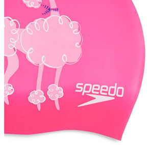 Фото - Зручна дитяча шапочка для плавання Speedo SLOGAN PRT CAP рожево-біла - Men box