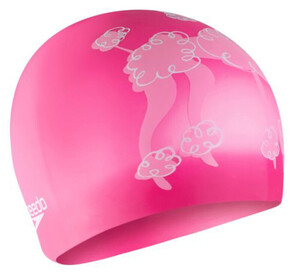 Фото - Зручна дитяча шапочка для плавання Speedo SLOGAN PRT CAP рожево-біла - Men box