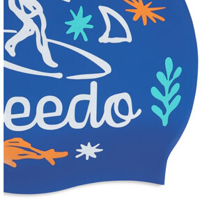 Фото - Яскрава дитяча шапочка для плавання Speedo SLOGAN PRT CAP синьо-біла - Men box