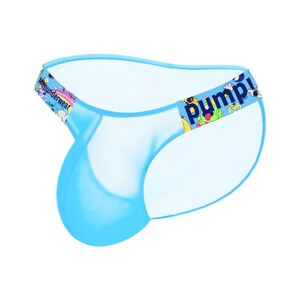 Фото - Прозрачные трусы слипы от бренда Pump бирюзового цвета - Men box