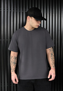 Фото - Однотонна темно-сіра футболка Staff dark gray basic - Men box