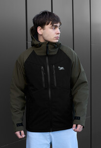Фото - Двоколірна куртка soft shell Staff nexu dark khaki & black logo - Men box