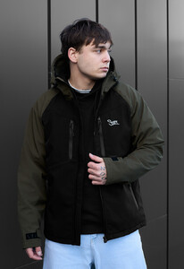 Фото - Двоколірна куртка soft shell Staff nexu dark khaki & black logo - Men box