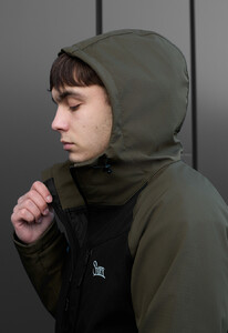Фото - Двоколірна куртка soft shell Staff nexu dark khaki & black logo - Men box