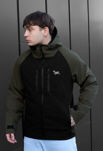 Фото - Двоколірна куртка soft shell Staff nexu dark khaki & black logo - Men box