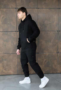 Фото - Теплый спортивный костюм Staff saj black fleece - Men box