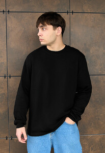Фото - Однотонный лонгслив черного цвета Staff black oversize - Men box