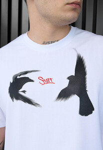 Фото - Біла футболка з принтом птахів Staff logo & birds - Men box