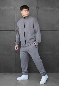 Фото - Спортивный оверсайз костюм Staff pa zip gray oversize - Men box