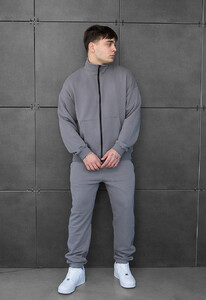 Фото - Спортивный оверсайз костюм Staff pa zip gray oversize - Men box