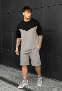 Фото - Двухцветный мужской костюм Staff ko black & gray oversize - Men box