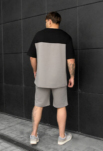 Фото - Двухцветный мужской костюм Staff ko black & gray oversize - Men box