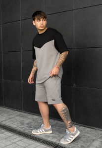 Фото - Двухцветный мужской костюм Staff ko black & gray oversize - Men box