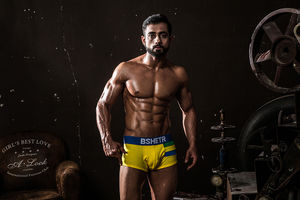 Фото - Боксери для хлопців Bshetr жовтого кольору з синьою резинкою - Men box