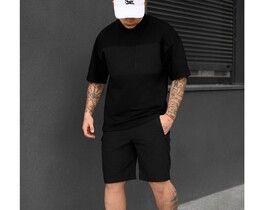 Фото - Черный мужской костюм на лето Staff patt black oversize - Men box
