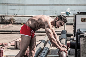 Фото - Дихаючі боксери Bshetr червоного кольору з білим принтом - Men box