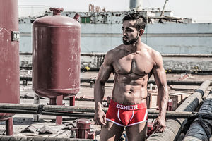 Фото - Дихаючі боксери Bshetr червоного кольору з білим принтом - Men box