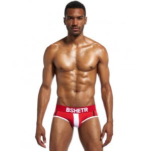 Фото - Мужские брифы Bshetr красные с белой вставкой - Men box