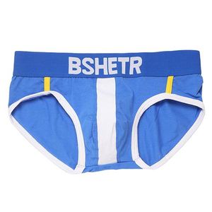 Фото - Яркие мужские брифы Bshetr синего цвета с белой вставкой - Men box