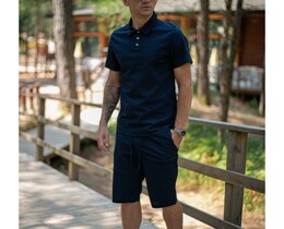 Фото - Мужской летний льняной костюм от Intruder Flax синего цвета - Men box