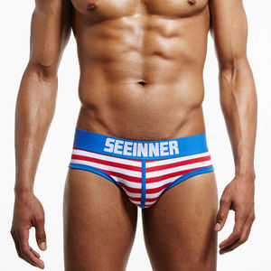 Фото - Синие брифы с красными полосками  Seeinner - Men box