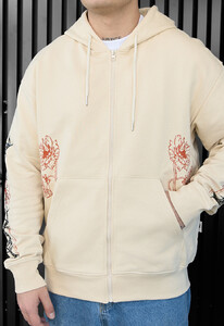 Фото - Молочное оверсайз худи Staff flower & wire zip oversize - Men box