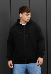 Фото - Базовое черное худи на застежке Staff black zip oversize - Men box