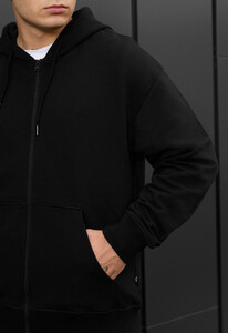 Фото - Базовое черное худи на застежке Staff black zip oversize - Men box