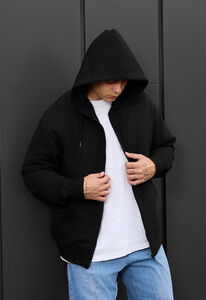 Фото - Базовое черное худи на застежке Staff black zip oversize - Men box