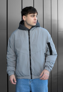 Фото - Однотонний оверсайз бомбер Staff ray gray oversize - Men box