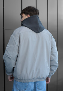 Фото - Однотонний оверсайз бомбер Staff ray gray oversize - Men box