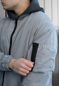 Фото - Однотонний оверсайз бомбер Staff ray gray oversize - Men box