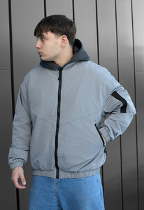 Фото - Однотонний оверсайз бомбер Staff ray gray oversize - Men box