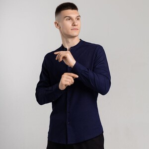 Фото - Чоловіча сорочка Pobedov Orion темно-синього кольору - Men box