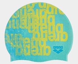 Фото - Яскрава силіконова дитяча шапочка для плавання Arena PRINT JR блакитно-жовта - Men box
