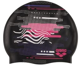 Фото - Комфортна дитяча шапочка для плавання Arena PRINT JR чорна - Men box
