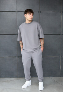 Фото - Спортивный оверсайз костюм Staff qix gray oversize premium - Men box