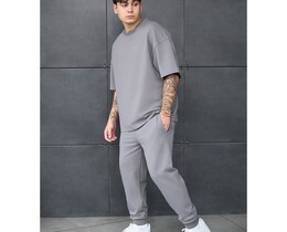 Фото - Спортивный оверсайз костюм Staff qix gray oversize premium - Men box