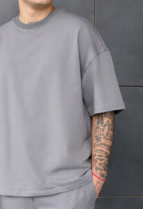 Фото - Спортивный оверсайз костюм Staff qix gray oversize premium - Men box