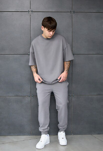 Фото - Спортивный оверсайз костюм Staff qix gray oversize premium - Men box