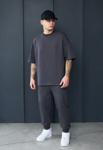 Фото - Темно-сірий чоловічий костюм Staff qix dark gray oversize premium - Men box