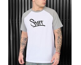 Фото - Брендована чоловіча футболка Staff logo gray & white - Men box