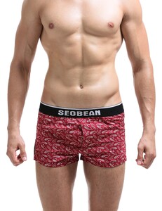 Фото - Труси чоловічі вільні сімейні Seobean червоні у візерунок "пейслі" - Men box