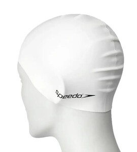 Фото - Комфортна дитяча шапочка для плавання Speedo FLAT SILICONE CAP TEAM JU біла - Men box