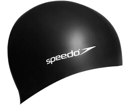 Фото - Класична дитяча шапочка для плавання Speedo FLAT SILICONE CAP TEAM JU чорна - Men box