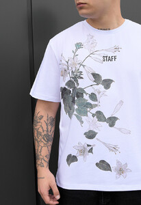 Фото - Хлопковая белая футболка с принтом Staff logo & flowers - Men box