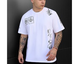 Фото - Белая футболка с черным принтом Staff bear & flowers - Men box