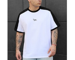 Фото - Бело-черная мужская футболка Staff line logo oversize - Men box