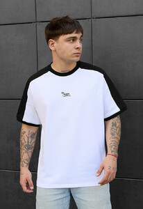 Фото - Бело-черная мужская футболка Staff line logo oversize - Men box